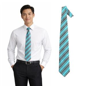 Simons Aqua and Black Striped Tie
🔥% bundle of 3, 5, 10, 15 or 20 ties